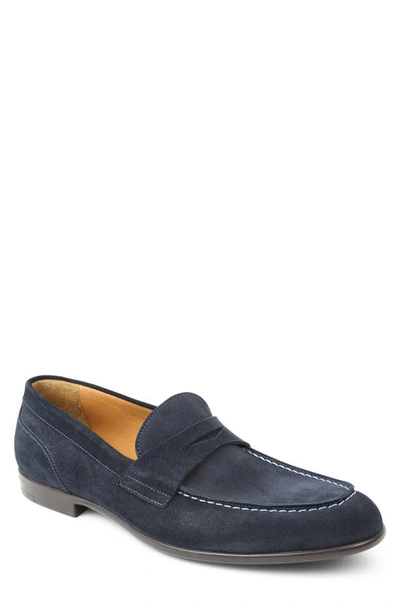 Shop Bruno Magli Silas Penny Loafer In Navy Suede