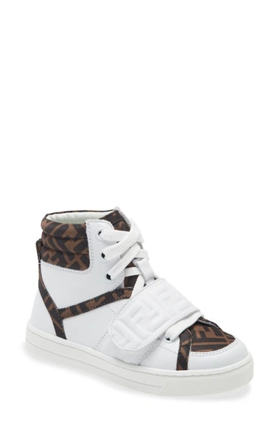 Shop Fendi Ff Strap High Top Sneaker In White