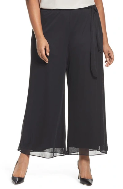 Shop Alex Evenings High Rise Tie Waist Wide Leg Pants In Black