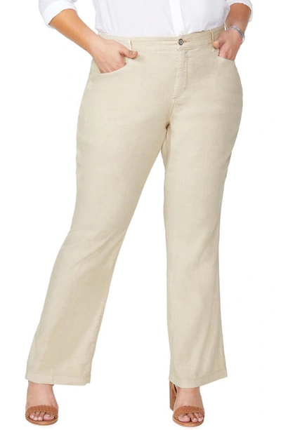 Shop Nydj Stretch Linen Blend Trousers In Straw