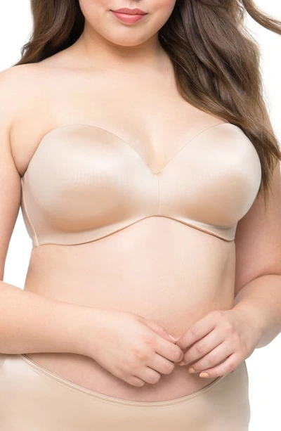 Shop Curvy Couture Strapless Underwire Push-up Bra In Bombshell Nude