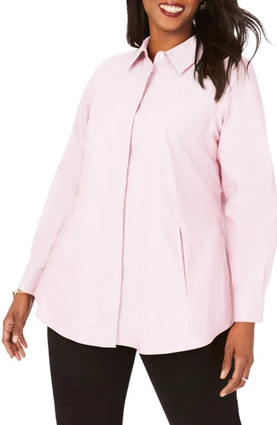 Shop Foxcroft Cici Tunic Blouse In Chambray Pink