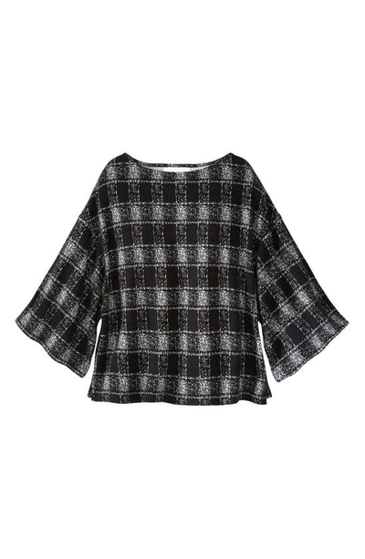 Shop Adyson Parker Boxy Knit Plaid Top In Black And White Combo