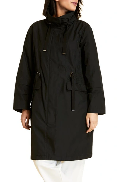 Shop Marina Rinaldi Toast Funnel Neck Raincoat In Black