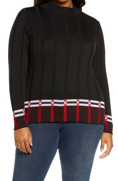 Shop Marina Rinaldi Ardesia Rib Wool Blend Sweater In Black