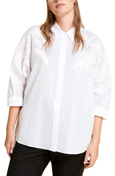 Shop Marina Rinaldi Balzare Embroidered Blouse In White