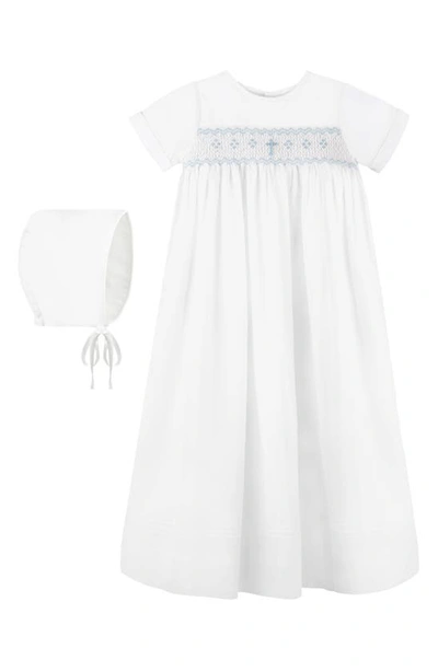 Shop Carriage Boutique Smocked Christening Gown & Bonnet Set In White
