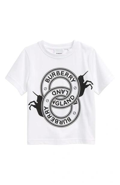 Shop Burberry Kids' Unicorn & Logo Graphic Tee In White