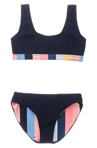 Shop Snapper Rock Kids' Opti Stripe Reversible Two-piece Bikini Swimsuit In Multi