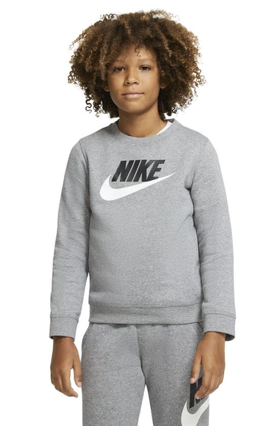 Shop Nike Kids' Sportswear Logo Graphic Fleece Sweatshirt In Carbon Heather