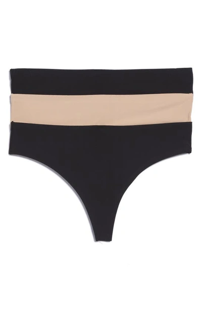 Shop Honeydew Intimates Skinz 3-pack Thong In Black/ Nude/ Black