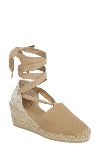 Shop Toni Pons Valencia Wraparound Espadrille Wedge In Stone Fabric