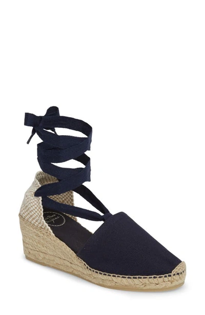 Shop Toni Pons Valencia Wraparound Espadrille Wedge In Navy Fabric