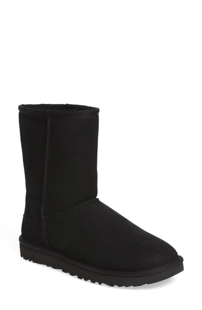 Shop Ugg Classic Ii Genuine Shearling Lined Short Boot In Black Suede