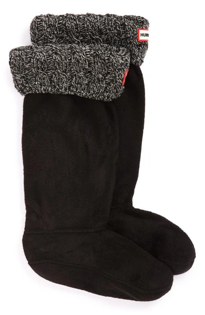 Shop Hunter Original Tall Cable Knit Cuff Welly Boot Socks In Black/ Grey