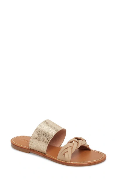 Shop Soludos Slide Sandal In Nude/ Pale Gold Leather