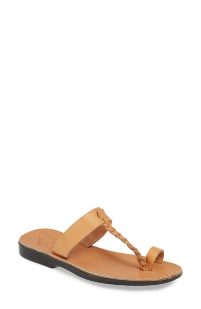 Shop Jerusalem Sandals Ara Toe Loop Slide Sandal In Tan Leather