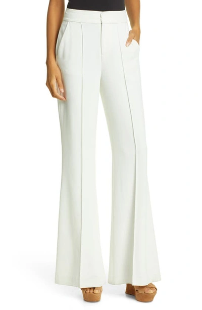 Alice And Olivia Dylan High Waist Wide Leg Pants In Ecru Vegan Leather In White