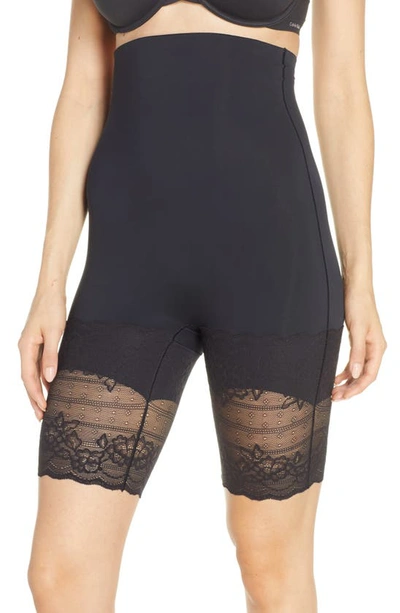 Shop Natori Plush High Waist Shaping Shorts In Black