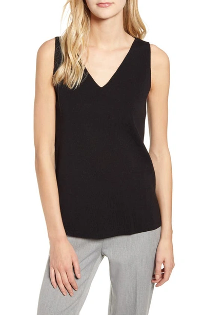 Shop Anne Klein Double V-neck Sweater Tank In Anne Black