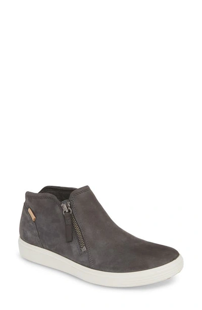 Shop Ecco Soft 7 Mid Top Zip Sneaker In Dark Shadow Leather
