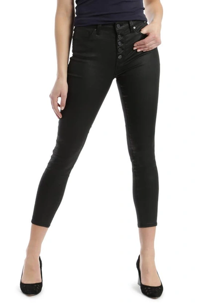 Shop Mavi Jeans Tess High Waist Coated Crop Super Skinny Jeans In Black Jeather