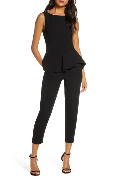 Shop Black Halo Kasia Peplum Detail Sleeveless Jumpsuit In Black