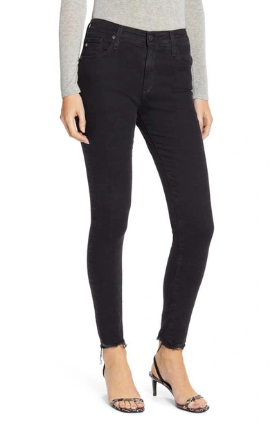 Shop Ag Farrah High Waist Raw Hem Skinny Jeans In Altered Black