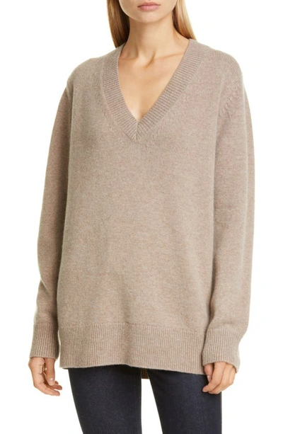 Shop Co Essentials Wool & Cashmere Boyfriend Sweater In Taupe