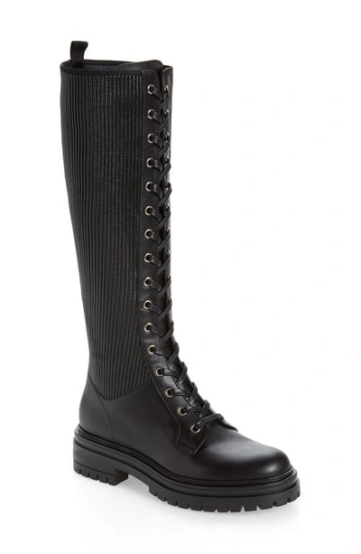 Shop Gianvito Rossi Lace-up Knee High Platform Boot In Black