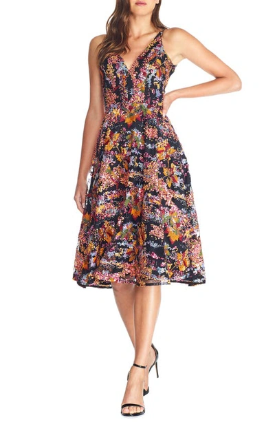 Shop Dress The Population Elisa Sequin Embellished Embroidered Fit & Flare Dress In Papaya Multi