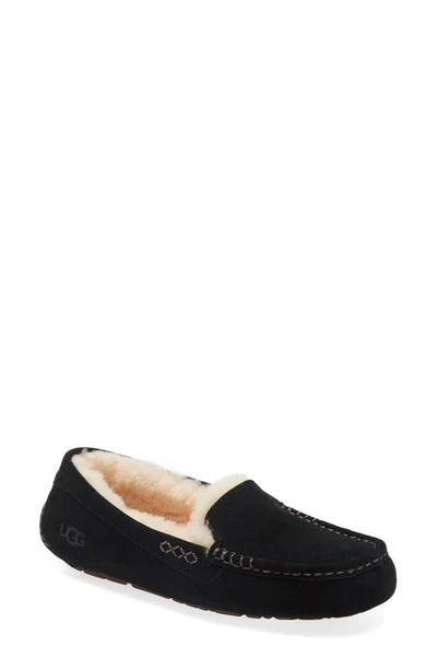 Shop Ugg Ansley Water Resistant Slipper In Black Suede