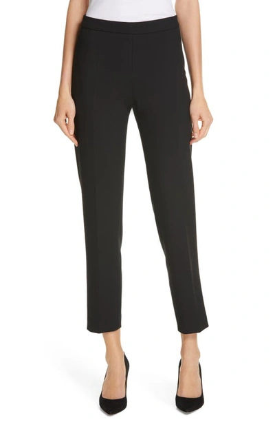 Shop Hugo Boss Tiluna Soft Stretch Side Zip Ponte Trousers In Black