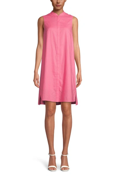 Shop Anne Klein Linen Trapeze Dress In Camellia