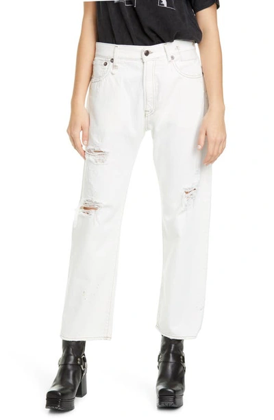 Shop R13 High Waist Ripped Boyfriend Jeans In Nollie White