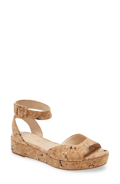 Shop Pelle Moda Oxford Ankle Strap Sandal In Black/ White Cork