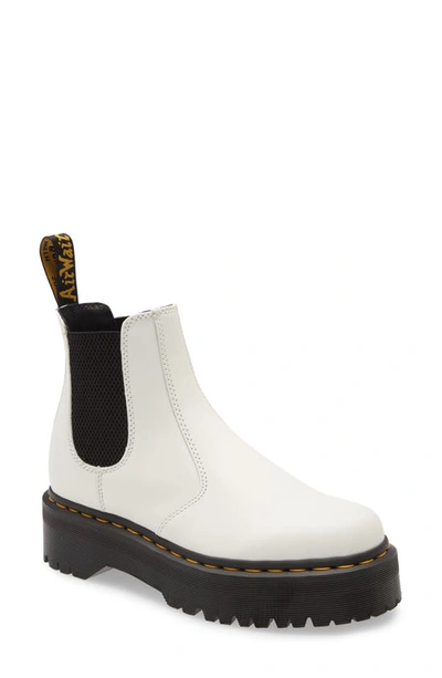 Shop Dr. Martens 2976 Quad Platform Chelsea Boot In White Smooth Leather
