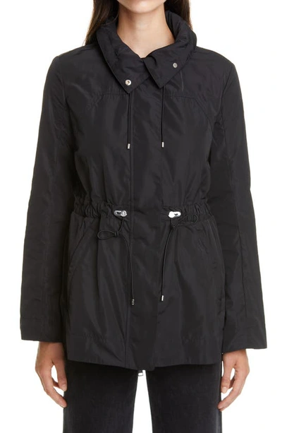 Shop Moncler Ocre Drawstring Waist Short Jacket In Black