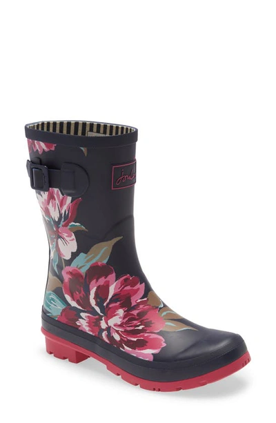 Shop Joules Print Molly Welly Rain Boot In Navy All Over Floral
