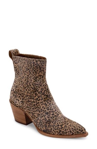 Shop Dolce Vita Serna Western Bootie In Tan/ Black Leopard Suede