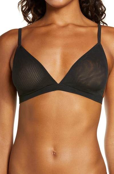 Skims Black Summer Mesh Strappy Triangle Bralette In Onyx | ModeSens