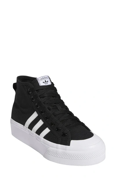 Shop Adidas Originals Nizza Mid Top Platform Sneaker In Black/ White/ White