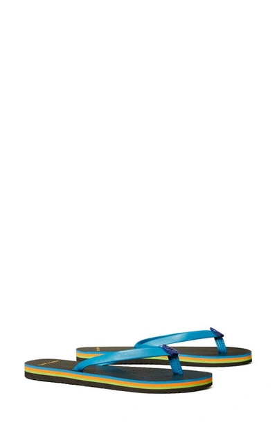 Shop Tory Burch Minnie Flip Flop In Blue/ Black