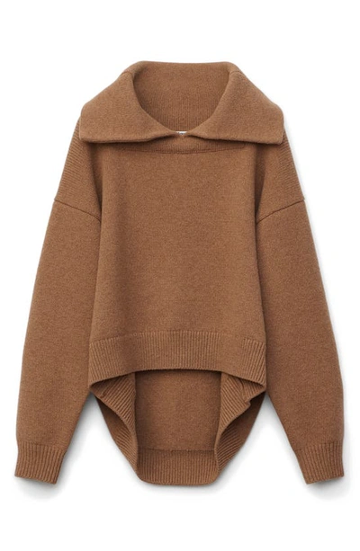 Shop Alexander Wang Drape Back Wool Blend Sweater In Neutral
