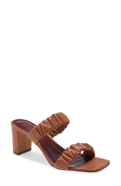 Shop Staud Frankie Ruched Slide Sandal In Tan