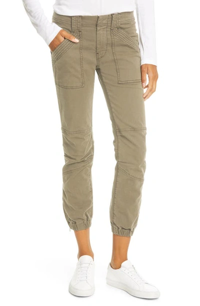 Shop Frame Trapunto Stitch Cuffed Moto Pants In Washed Army