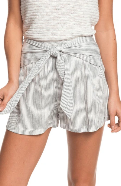 Shop Roxy Nevada Road Tie Waist Shorts In Mood Indigo Dotted Lines