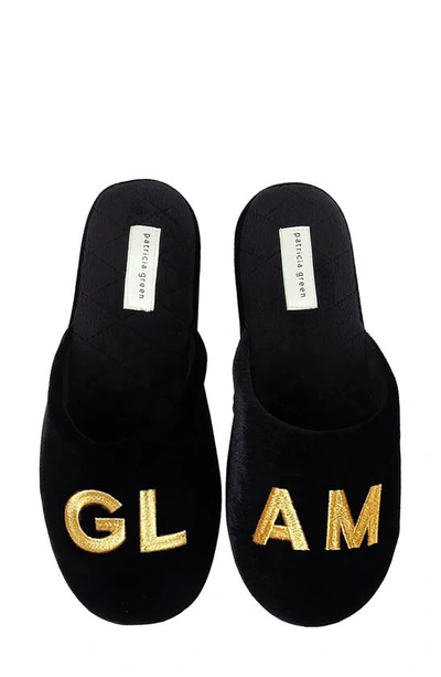 Shop Patricia Green Glam Embroidered Slipper In Black Velvet