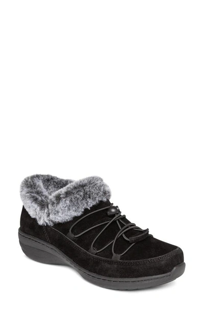 Shop Aetrex Chrissy Faux Fur Lined Sneaker In Black Suede