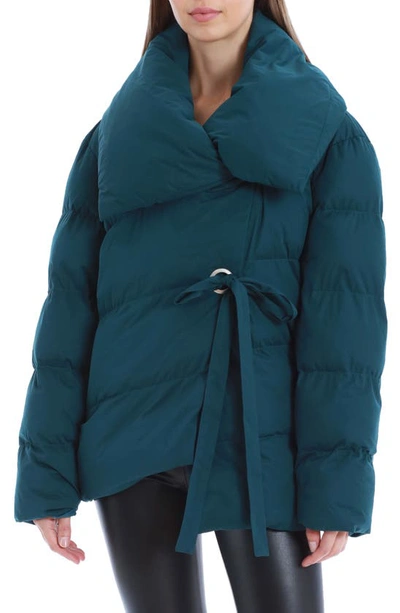 Shop Avec Les Filles Water Resistant Wrap Puffer Coat In Emerald